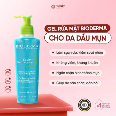Gel Rửa Mặt Ngăn Ngừa Mụn Cho Da Hỗn Hợp Bioderma Sebium Gel Moussant