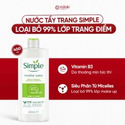 Nước Tẩy Trang Simple Làm Sạch Trang Điểm Kind To Skin Micellar Cleansing Water