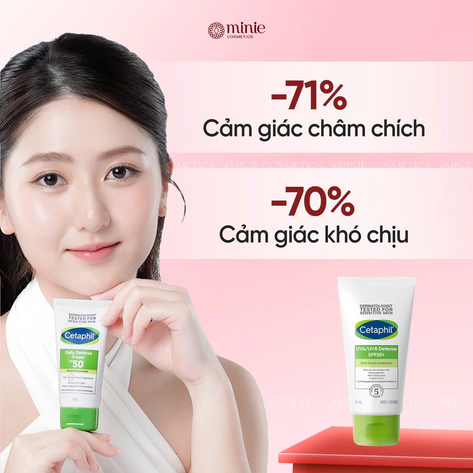 Kem chống nắng dưỡng ẩm nâng tone 2in1 cho da dầu nhạy cảm Cetaphil Daily Defense SPF50/PA++++ 50g
